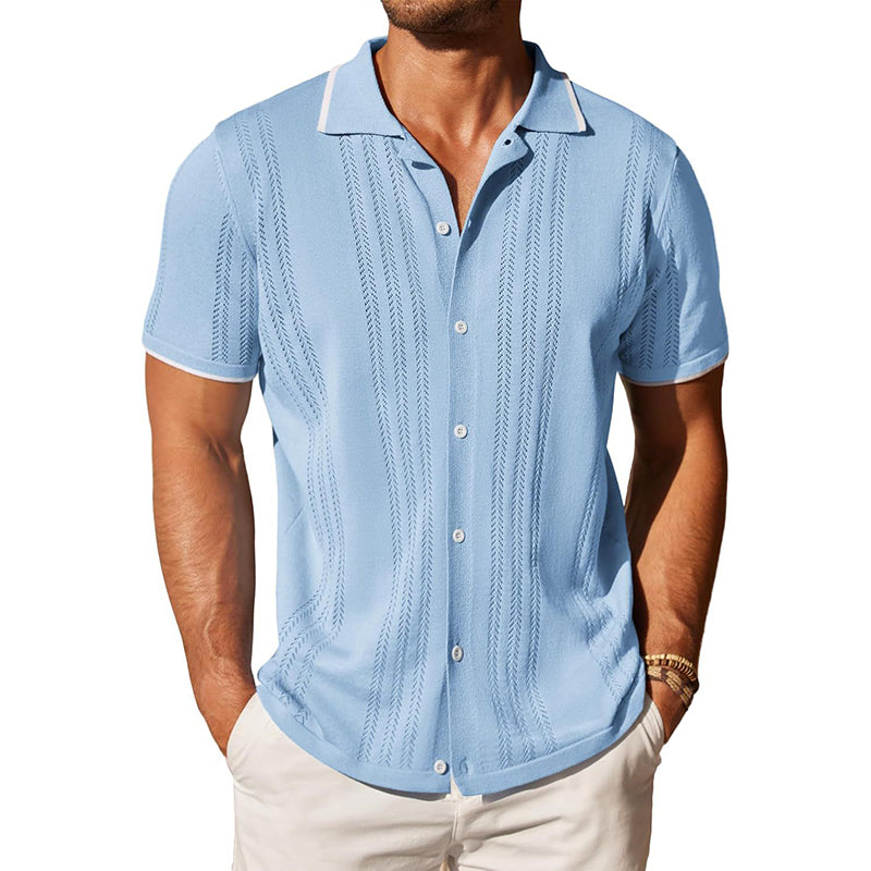 Knitted Polo Shirt with Contrast Collar Trim