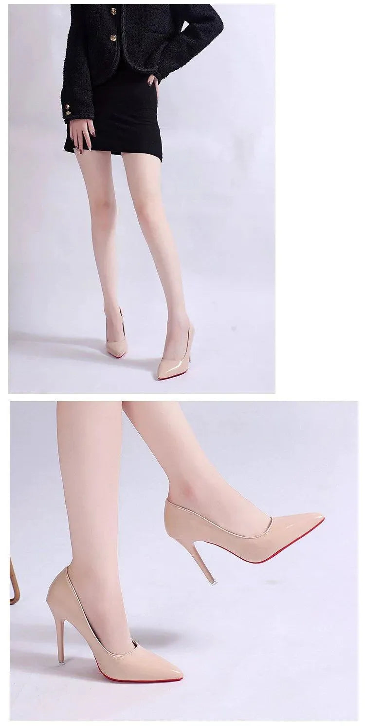 Patent Leather Stiletto Pumps with Pointed Toe