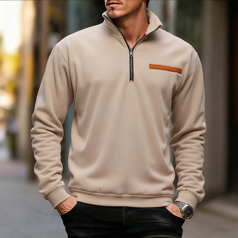 Men’s Half-Zip Sweatshirt with Stand Collar