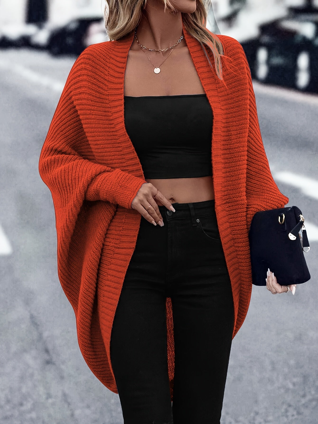 Women’s Oversized Open Front Knit Cardigan