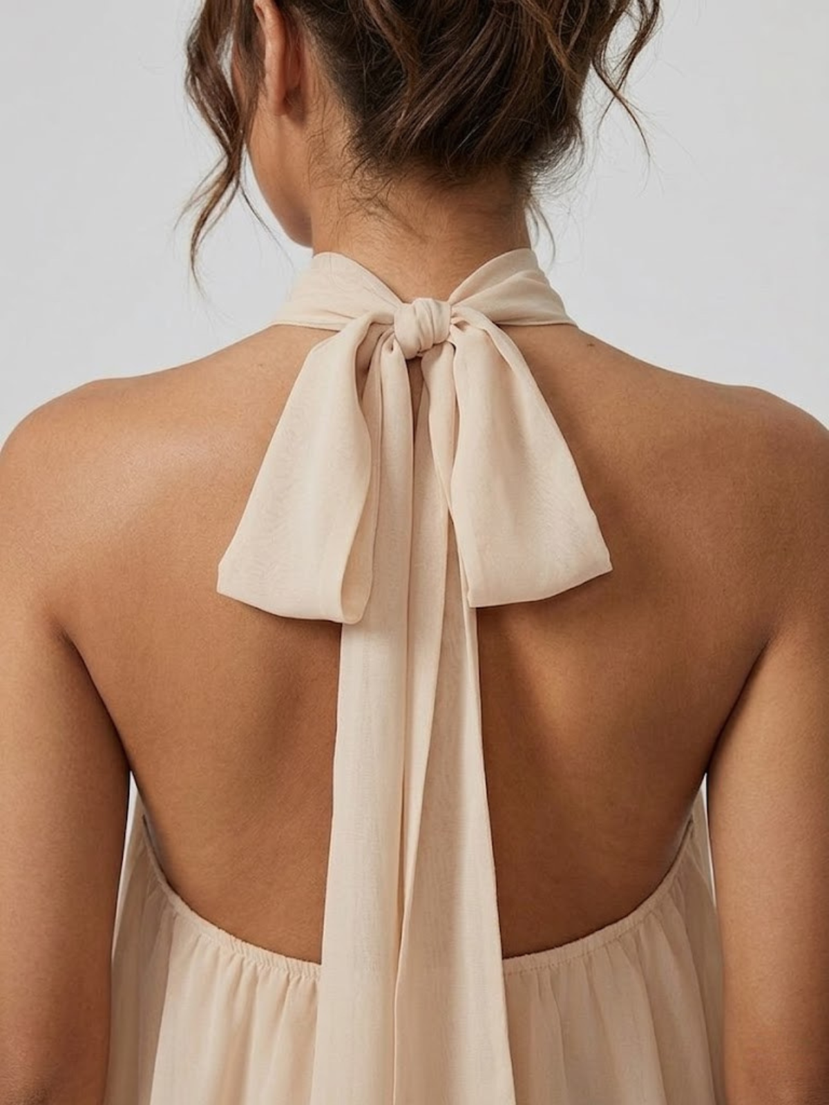 Halter Neck Chiffon Mini Dress with Tiered Hem
