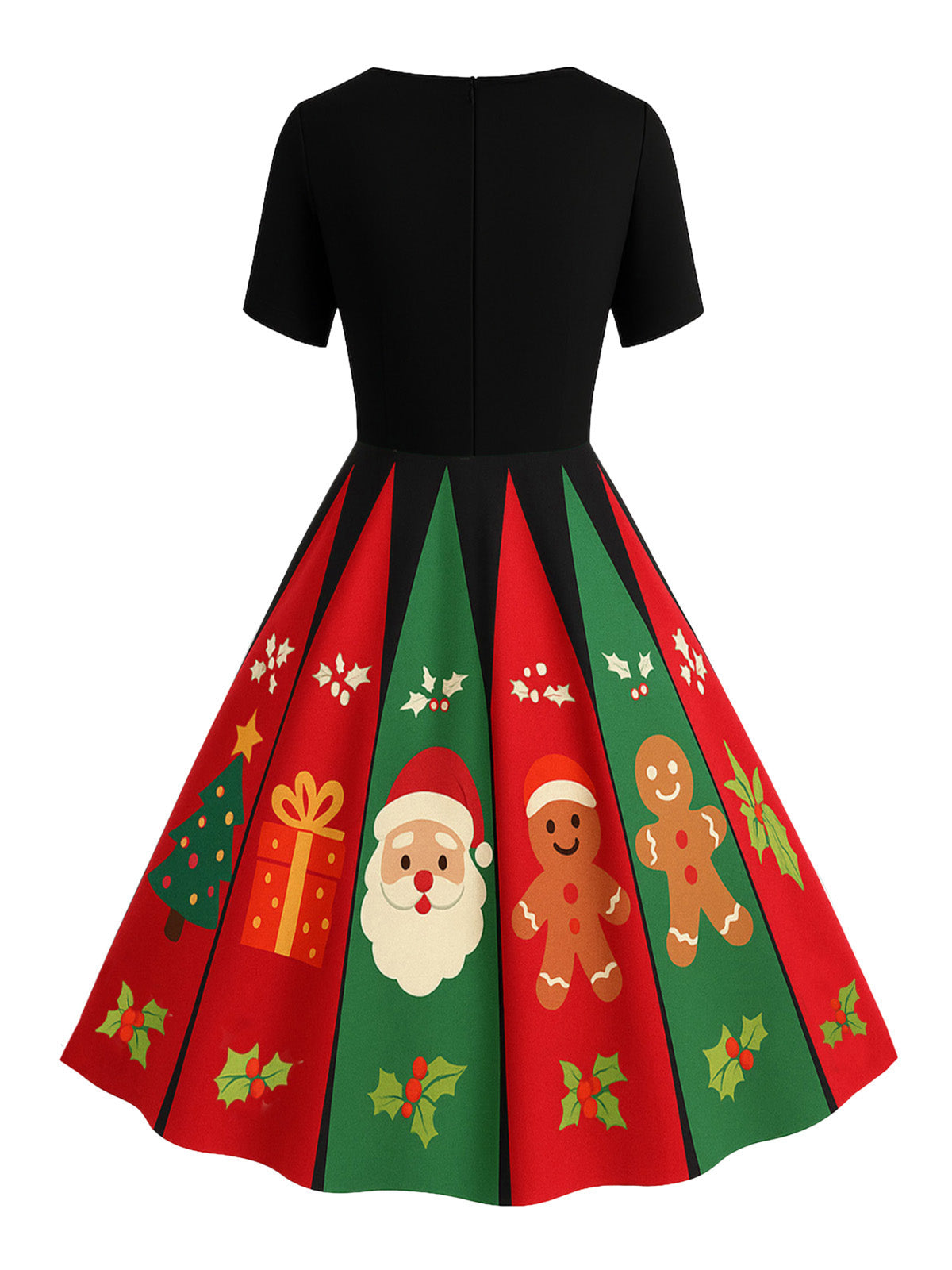 Women's Gingerbread Print Swing Dress | Knee Length Party Dress