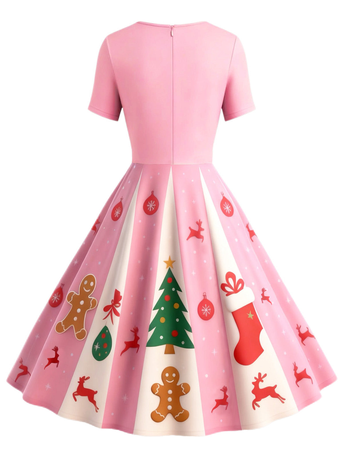 Women's Gingerbread Print Swing Dress | Knee Length Party Dress