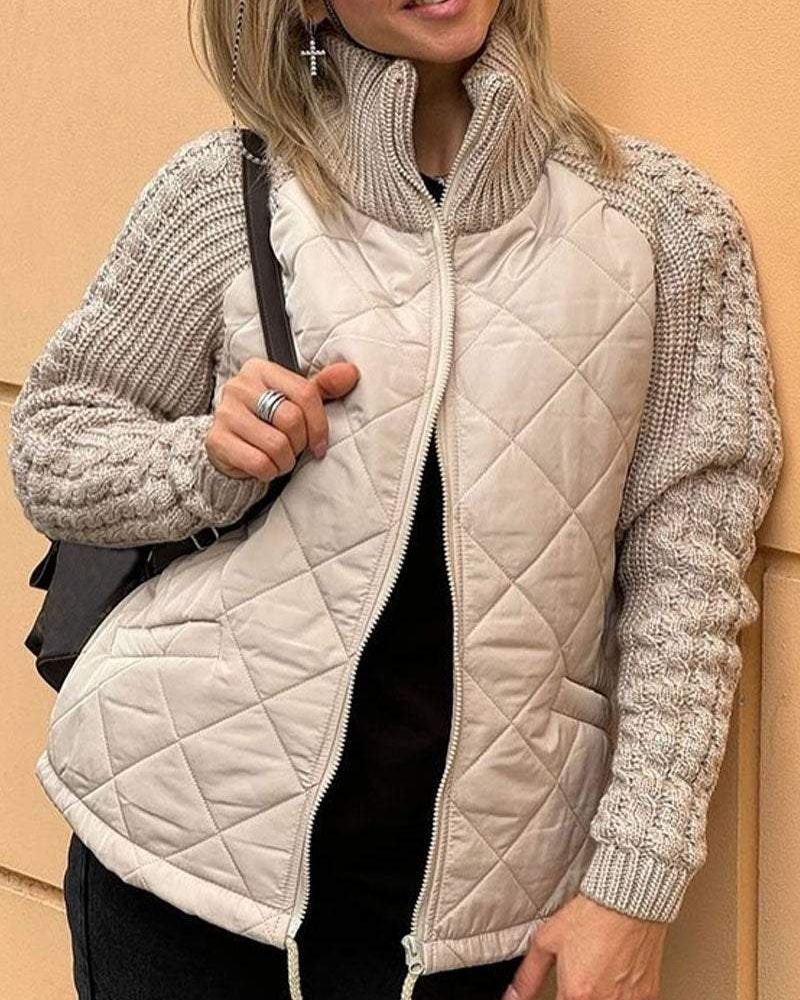 Women’s Quilted Knit Sleeve Zip Jacket