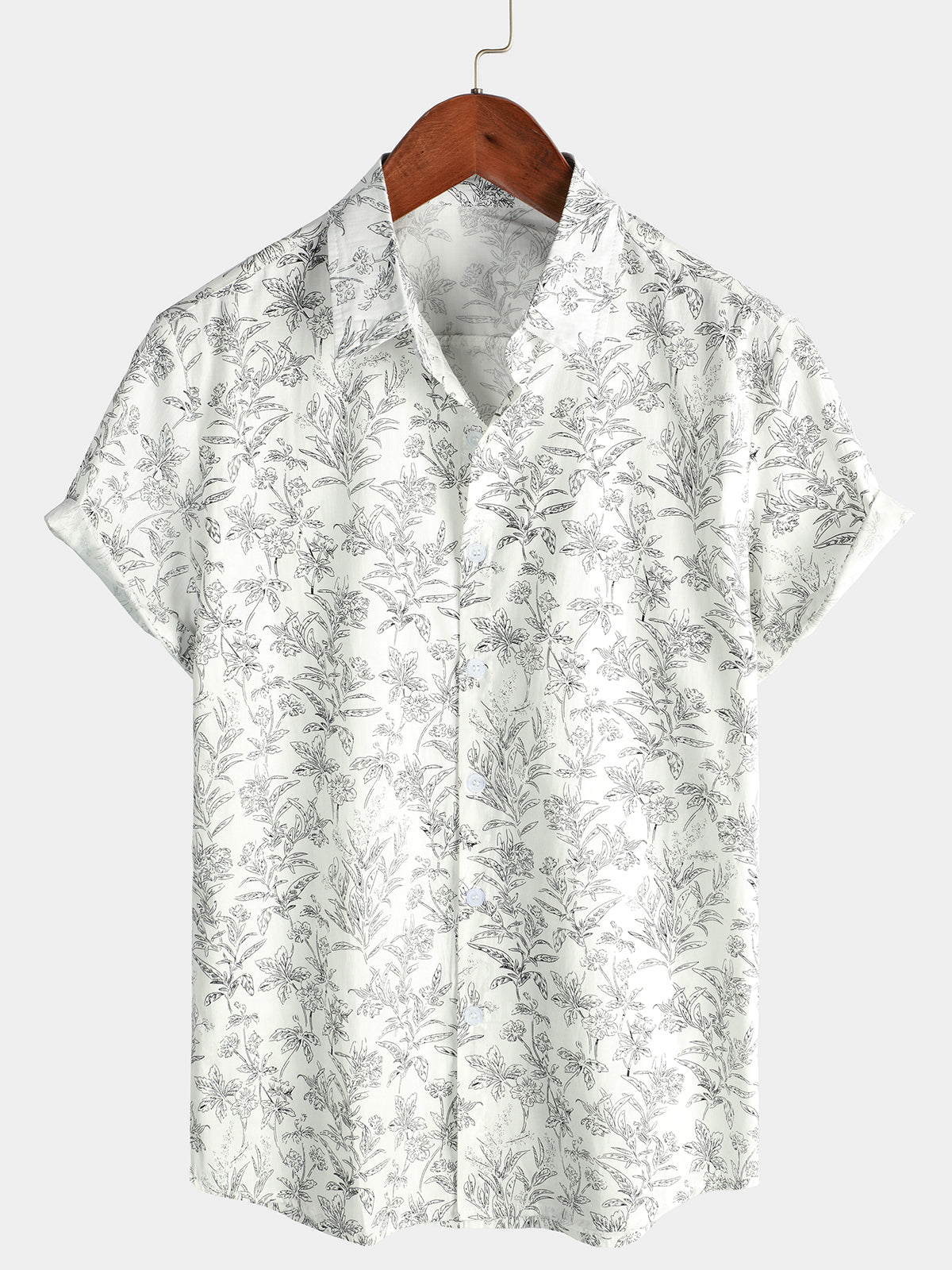 Men's Floral Print Short Sleeve Shirt with Chest Pocket