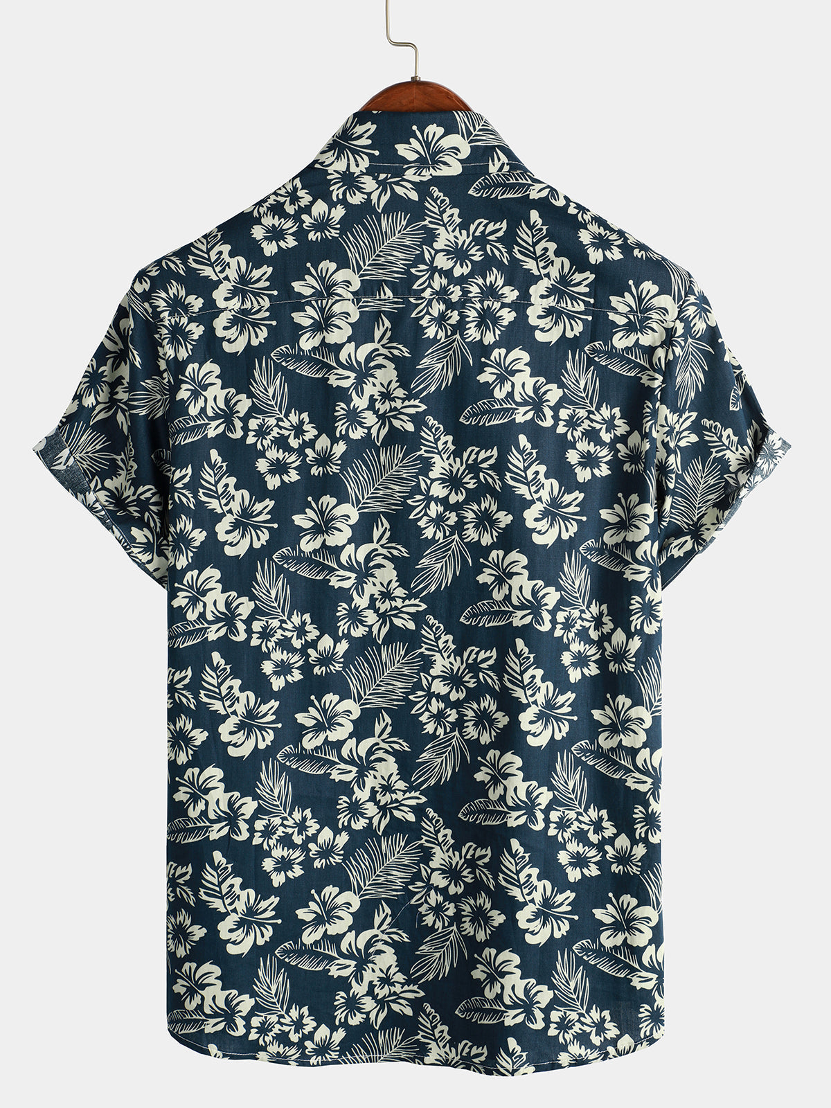 Men's Floral Print Short Sleeve Shirt with Chest Pocket