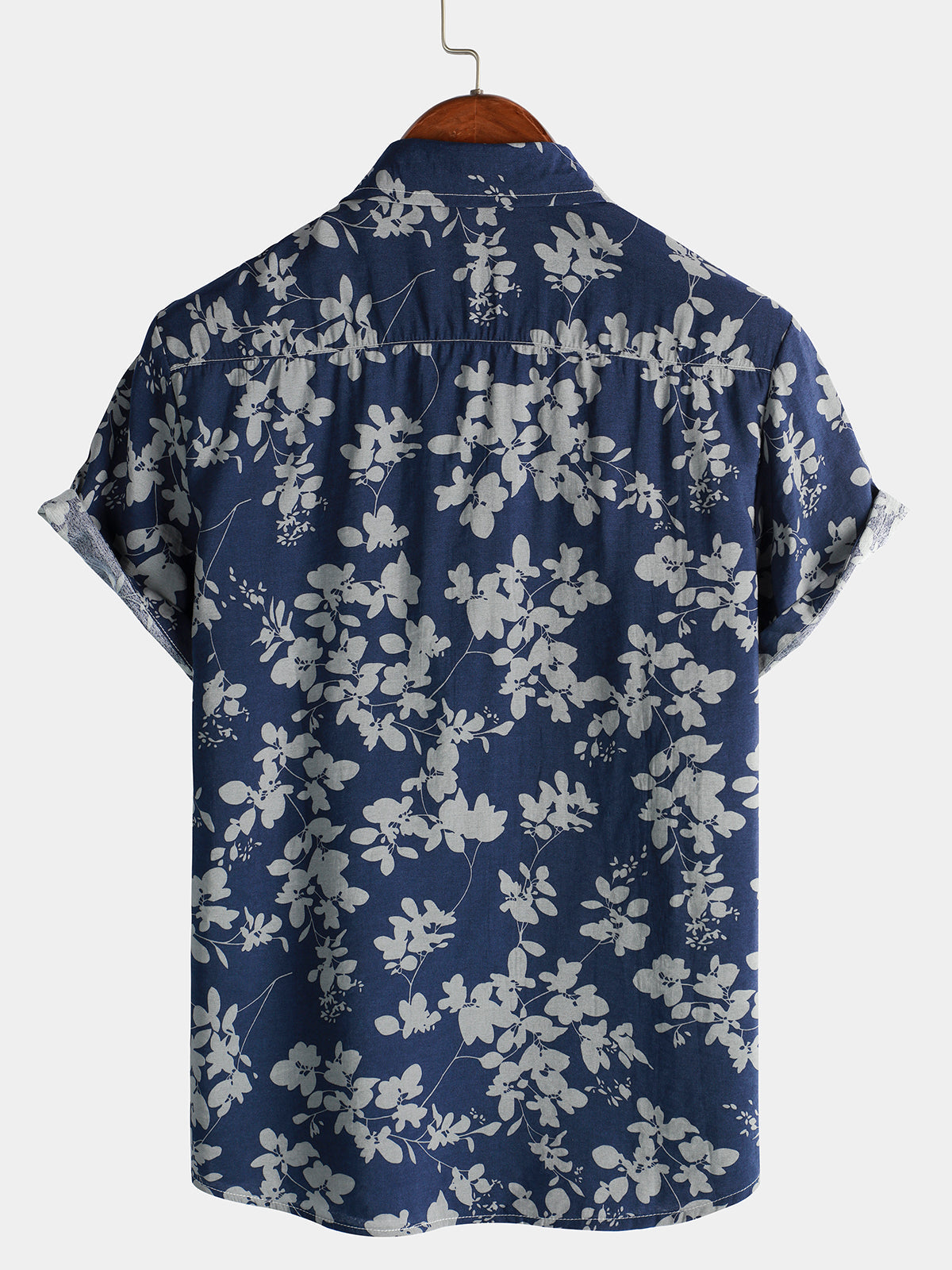 Men's Floral Print Short Sleeve Shirt with Chest Pocket