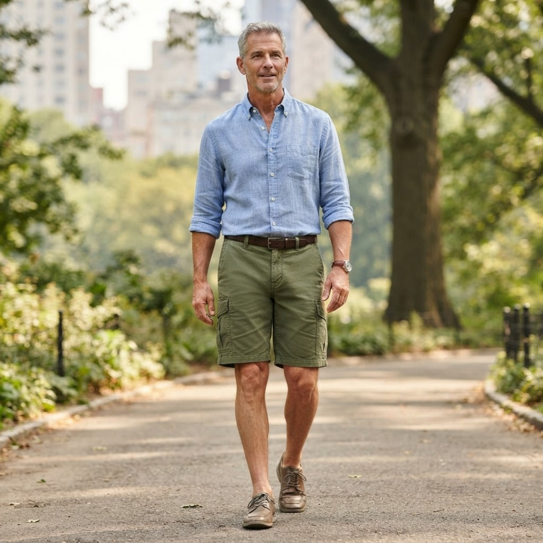 Men's Cargo Shorts with Belt Loops and Side Pockets