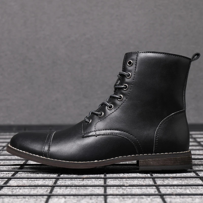 Men's Lace-Up Ankle Boots | Black Leather