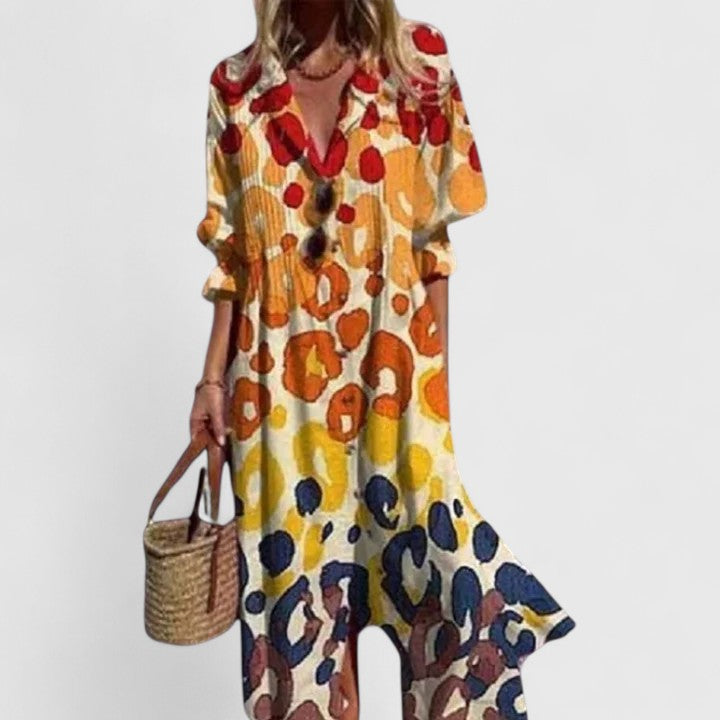 Floral Print Shirt Dress with Button Front