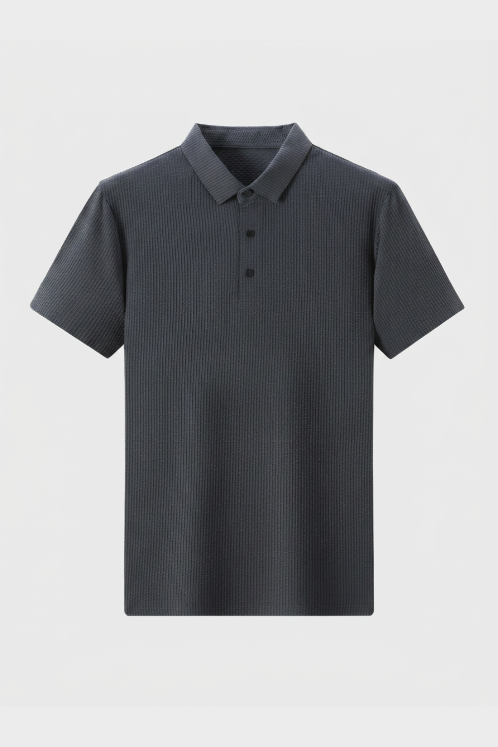 Men's Textured Polo Shirt | Short Sleeve Button Placket