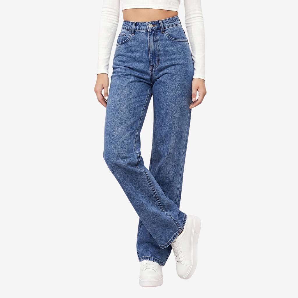 Wide-Leg Jeans with High-Waisted Fit