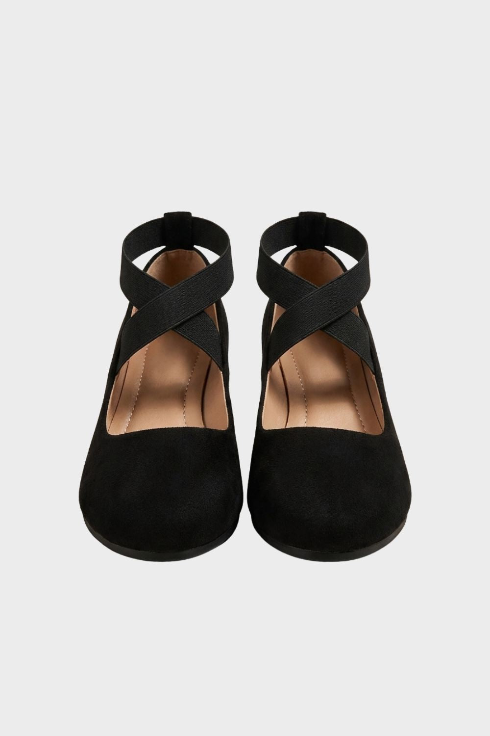 Suede Ballet Flats with Crisscross Ankle Strap