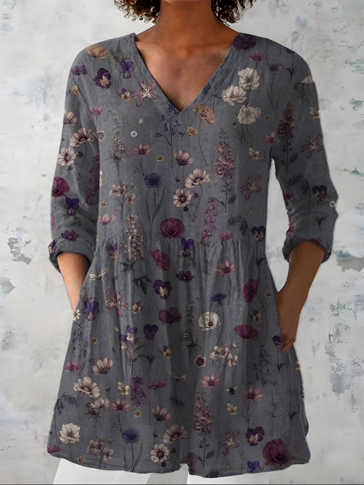 Women's Long V-Neck Blouse | Lightweight Flowing Shirt