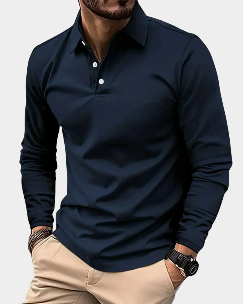 Men's Long Sleeve Smart Casual Polo Shirt