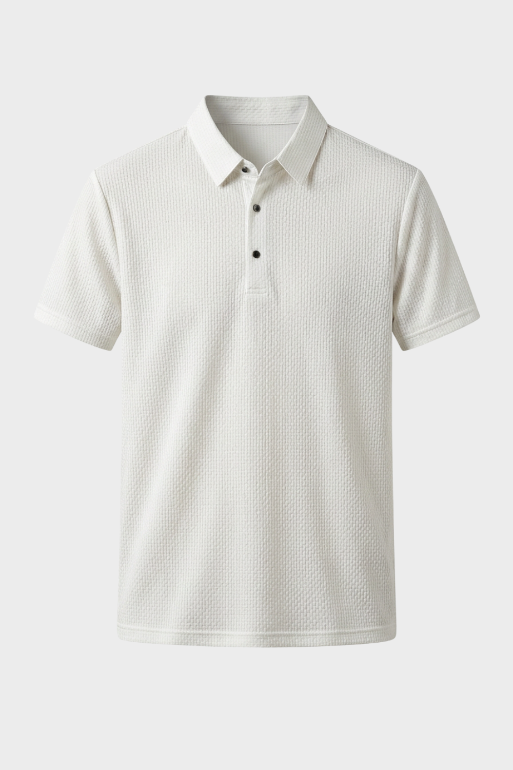 Men's Textured Polo Shirt | Short Sleeve Button Placket