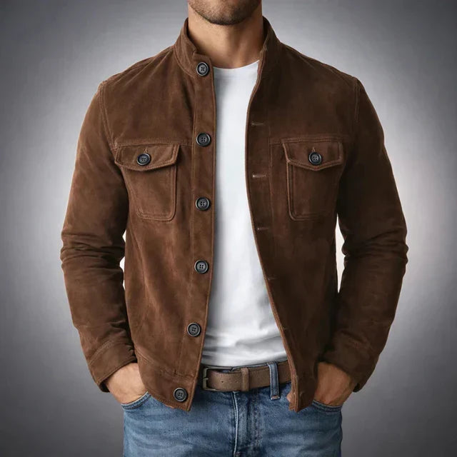 Veste homme boutonnée en imitation daim