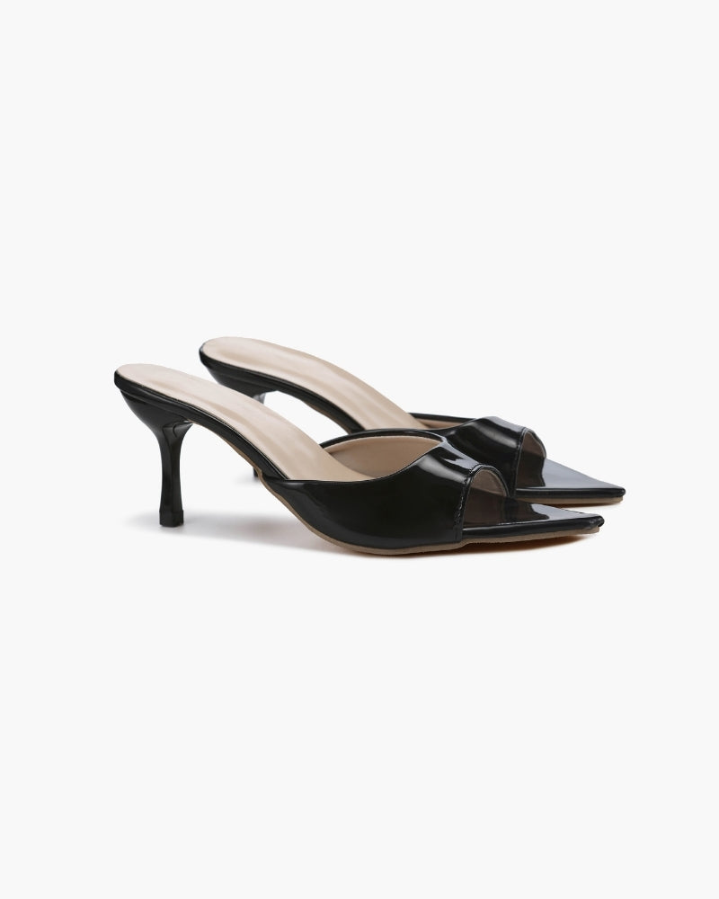 Women's Patent Pointed Toe Mule Heels