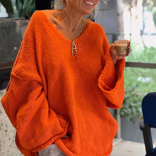 Pull élégant à col en V pour femme