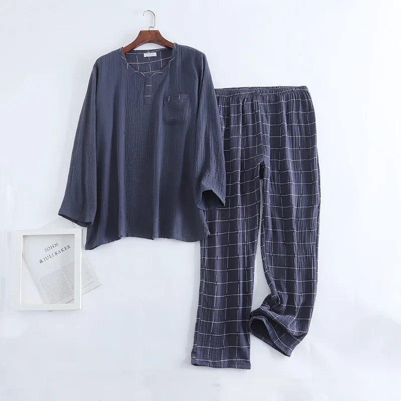 Ensemble de pyjama homme grande taille en coton | Vêtement d'intérieur confortable