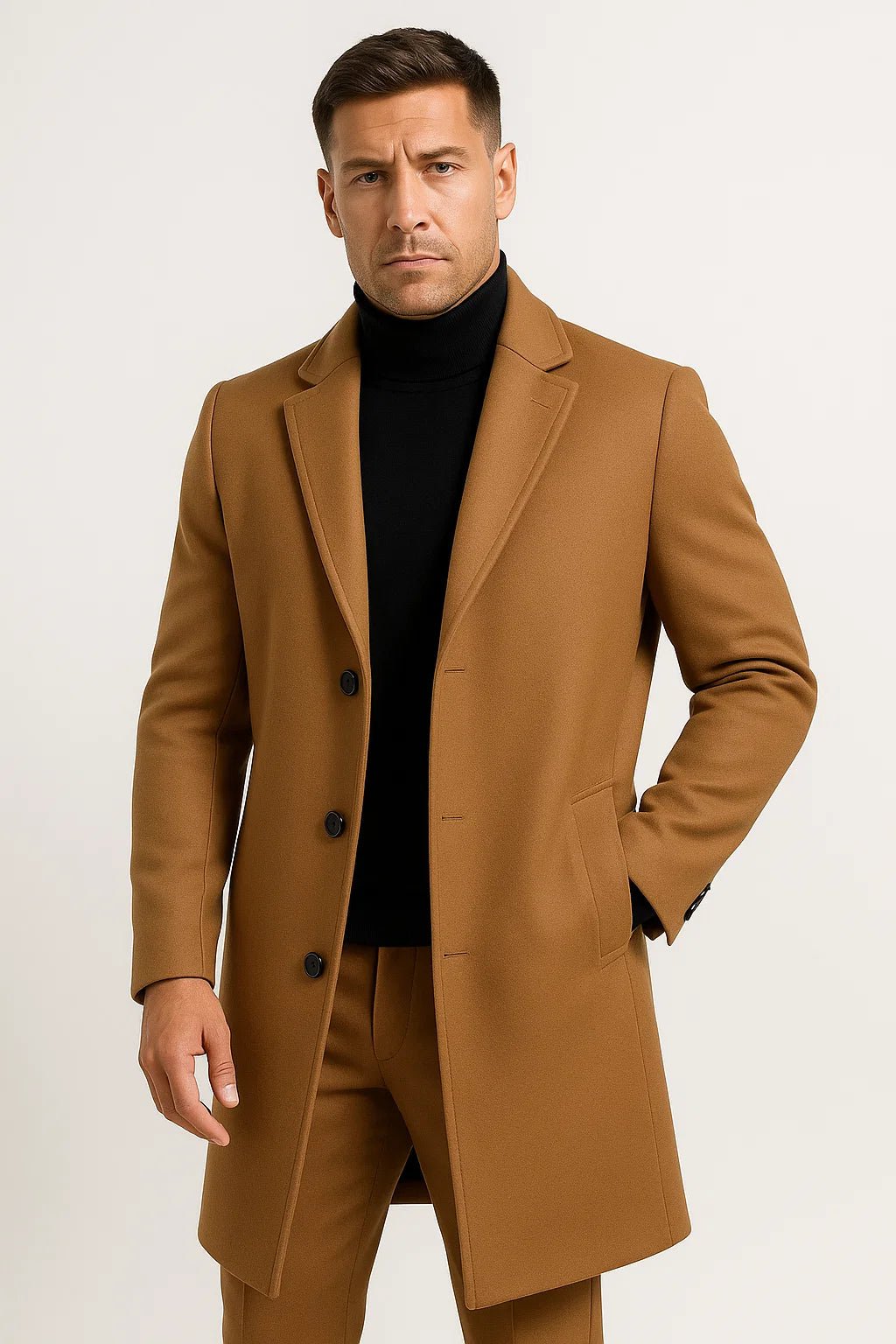 Trench-coat mi-long pour homme | Double boutonnage