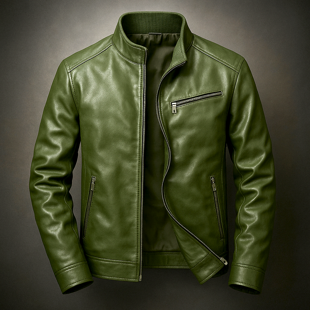 Veste biker pour homme imitation cuir à fermeture éclair