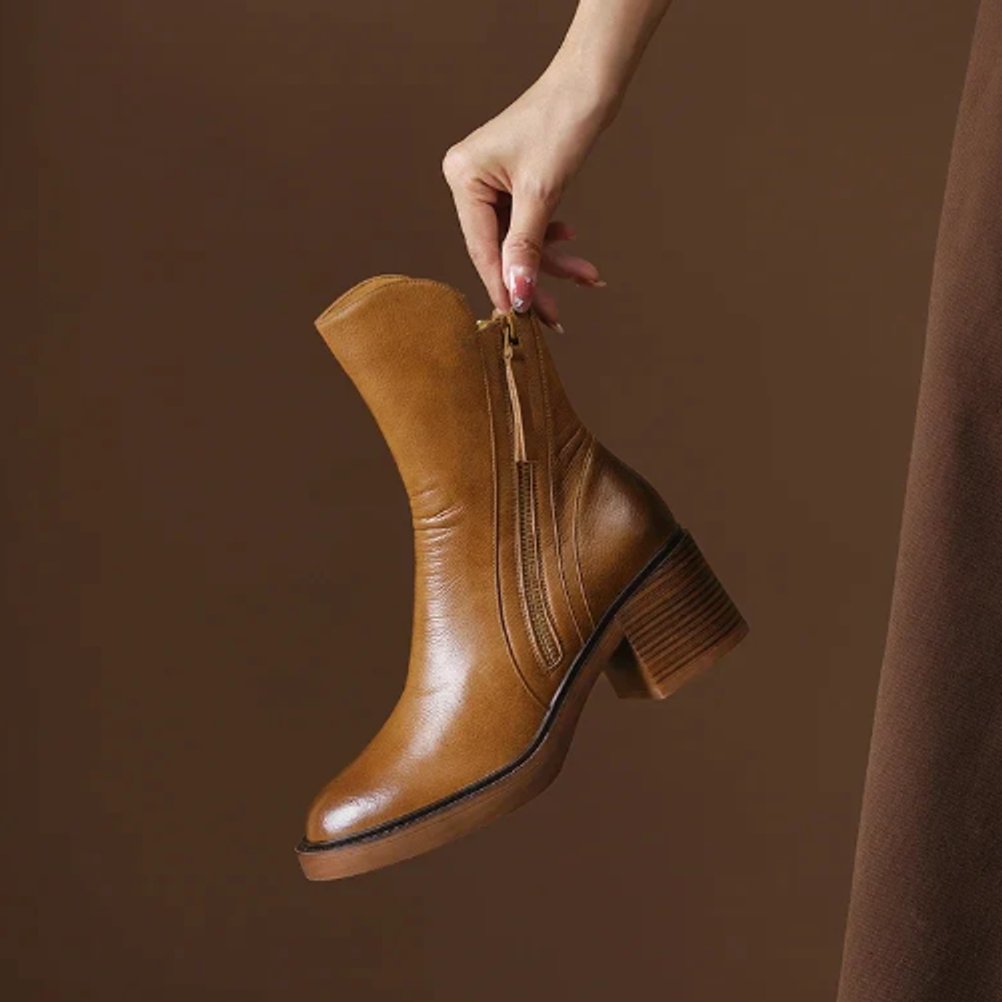 Bottines à talon carré et fermeture éclair pour femme