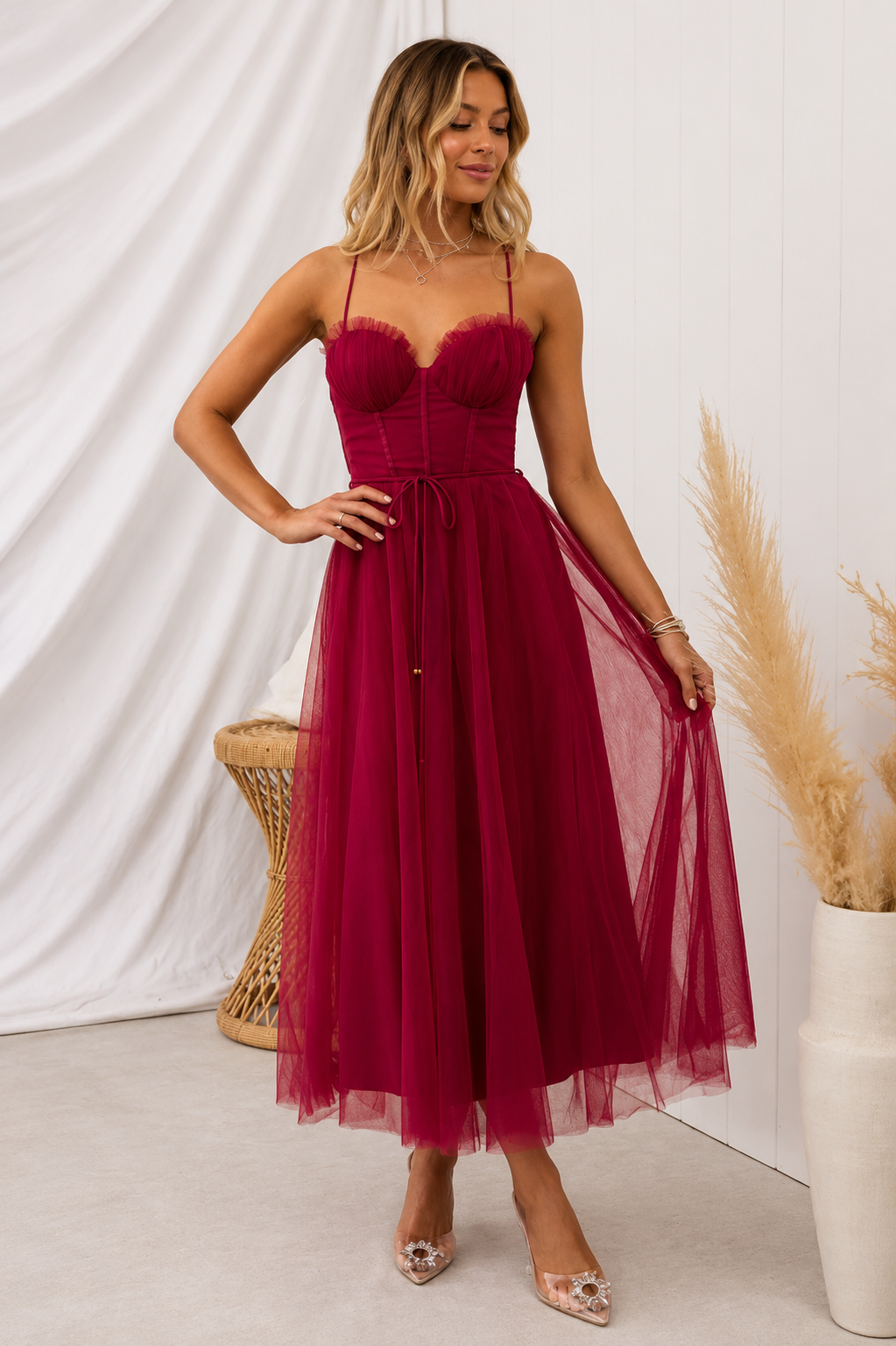 Women's Tulle Midi Occasion Dress