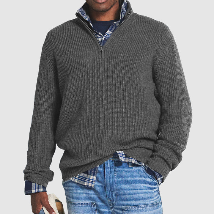 Men’s Ribbed Half-Zip Knitted Jumper