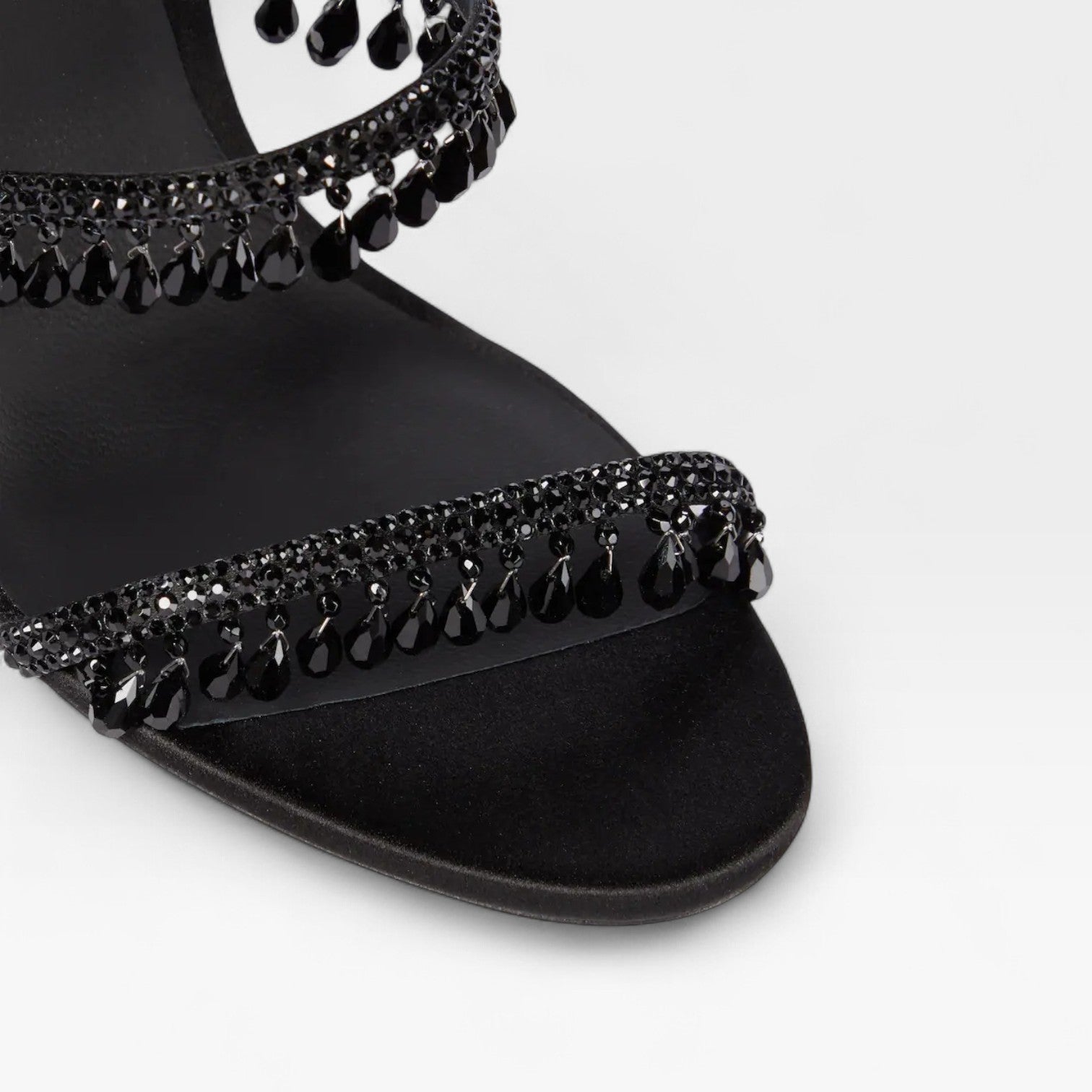 Stiletto Sandals with Spiral Wrap and Fringe Beading