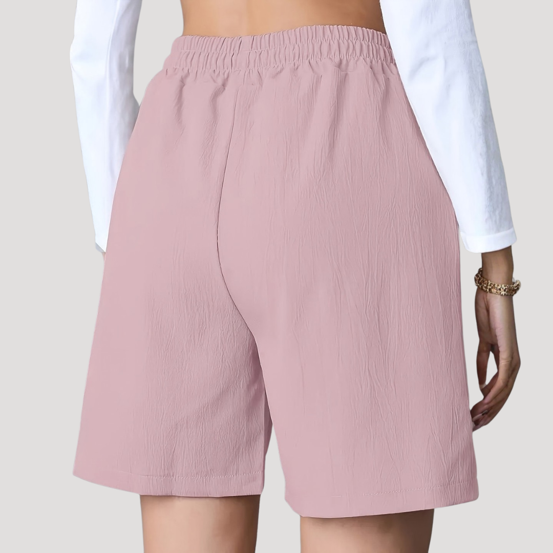 Cotton Twill Shorts with Drawstring Waist and Pockets