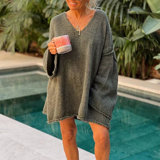 Pull élégant à col en V pour femme