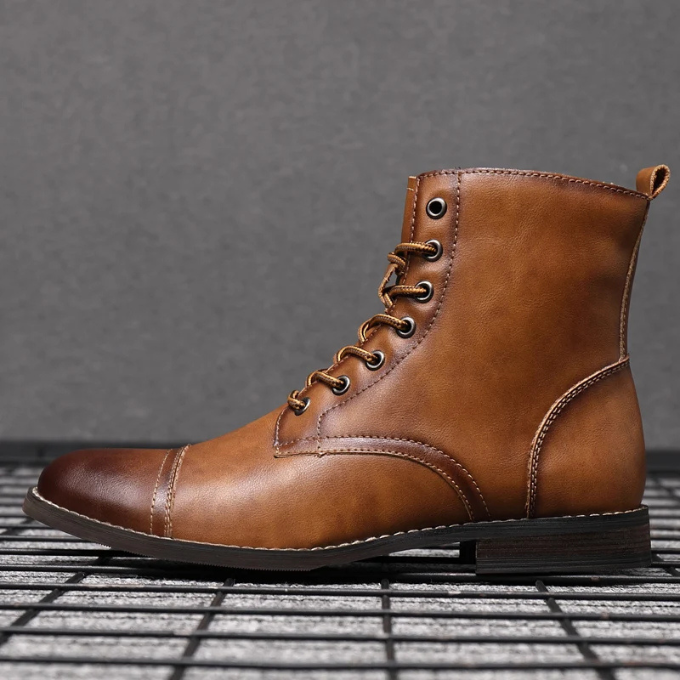 Men's Lace-Up Ankle Boots | Black Leather