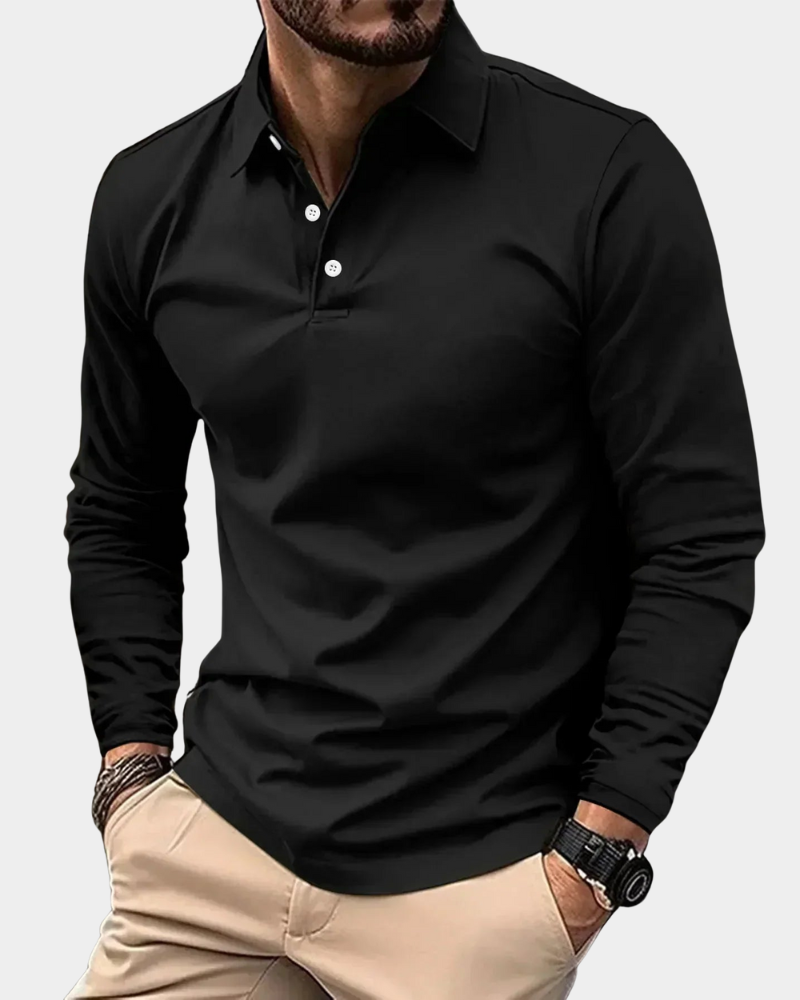 Men's Long Sleeve Smart Casual Polo Shirt
