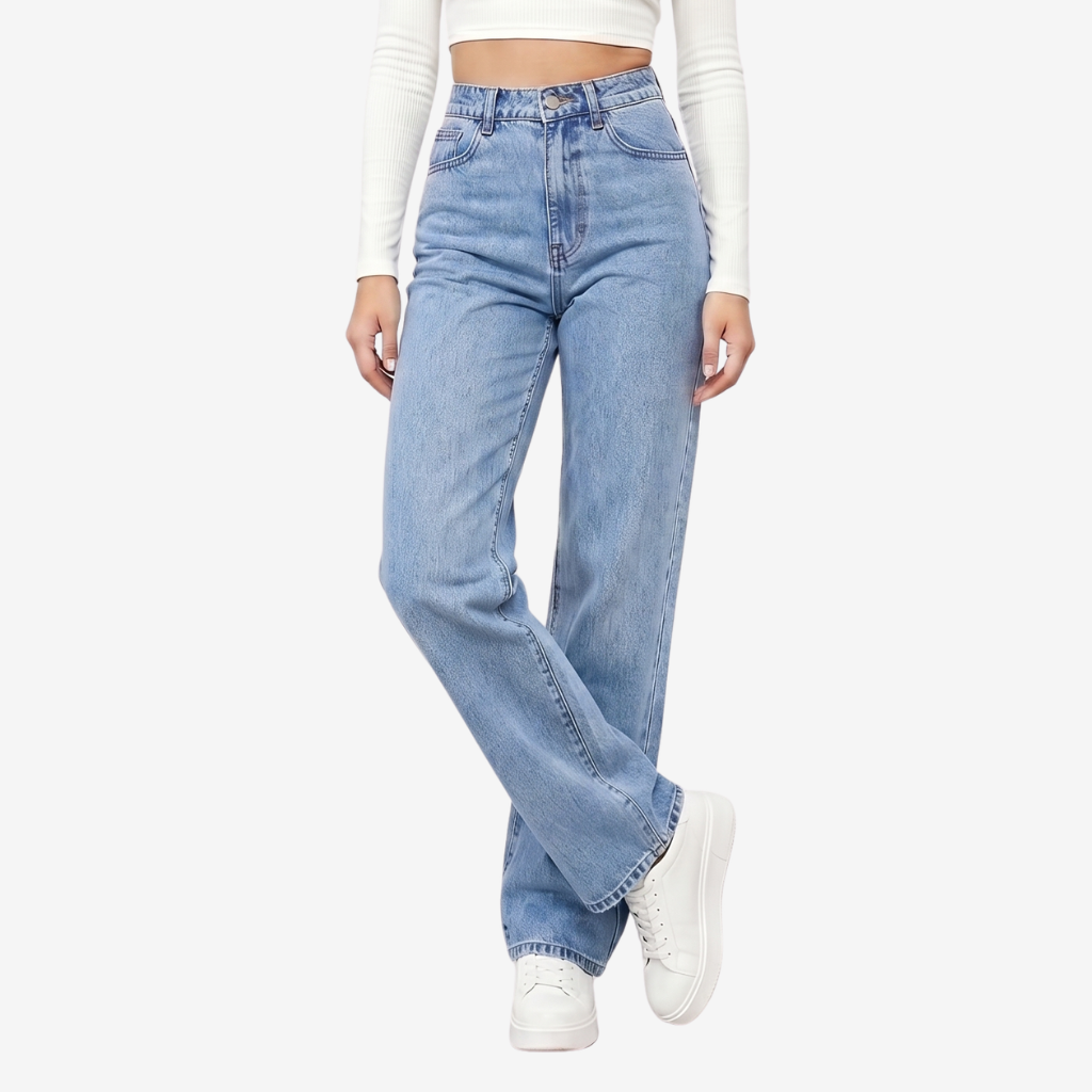 Wide-Leg Jeans with High-Waisted Fit