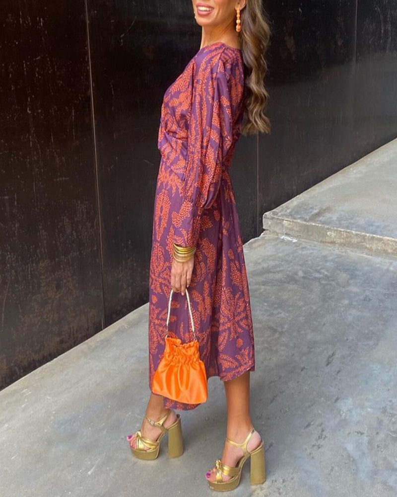 Women's Printed Wrap Dress with Twist Front