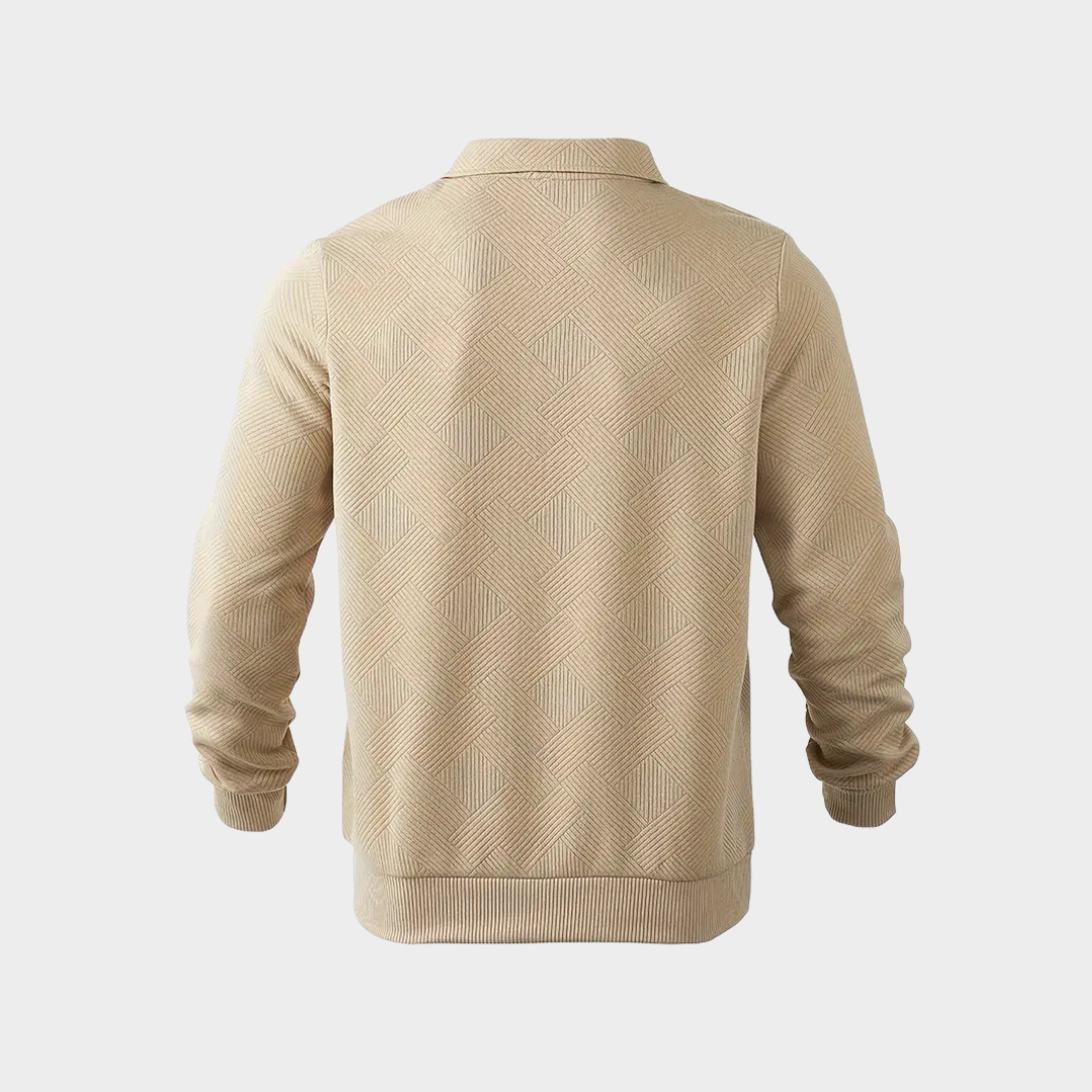 Men’s Textured Half-Zip Collared Sweatshirt