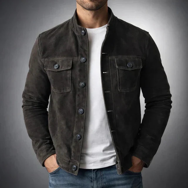 Veste homme boutonnée en imitation daim