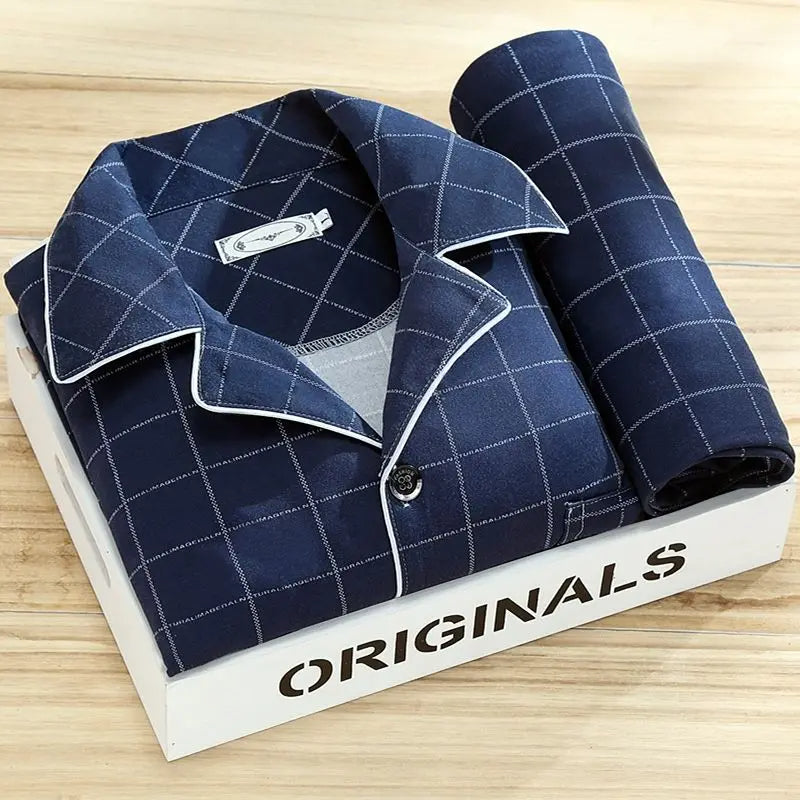 Men's Printed Pyjama Set with Contrast Piping