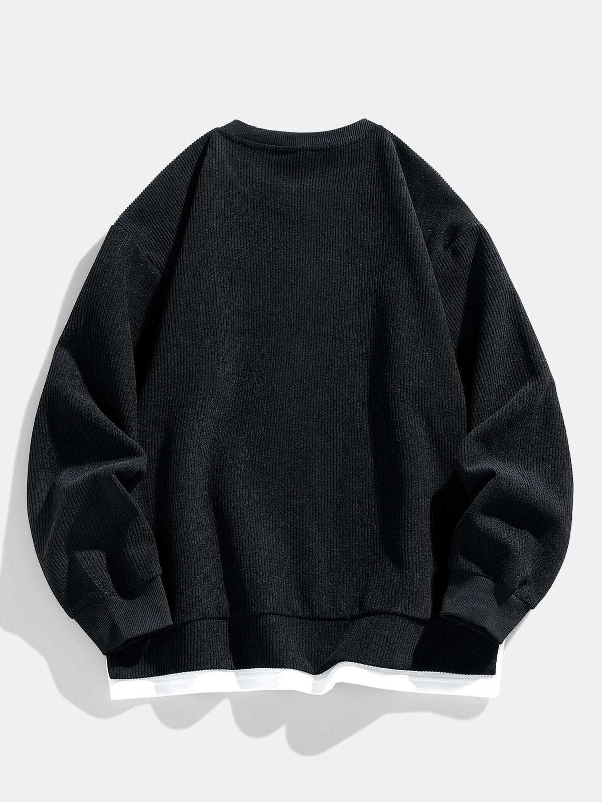 Men's Relaxed Fit Ribbed Crew Neck Sweatshirt