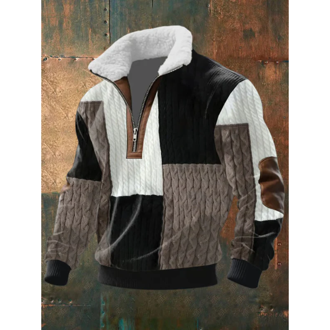 Men’s Sherpa Collar Cable Knit Half-Zip Jumper