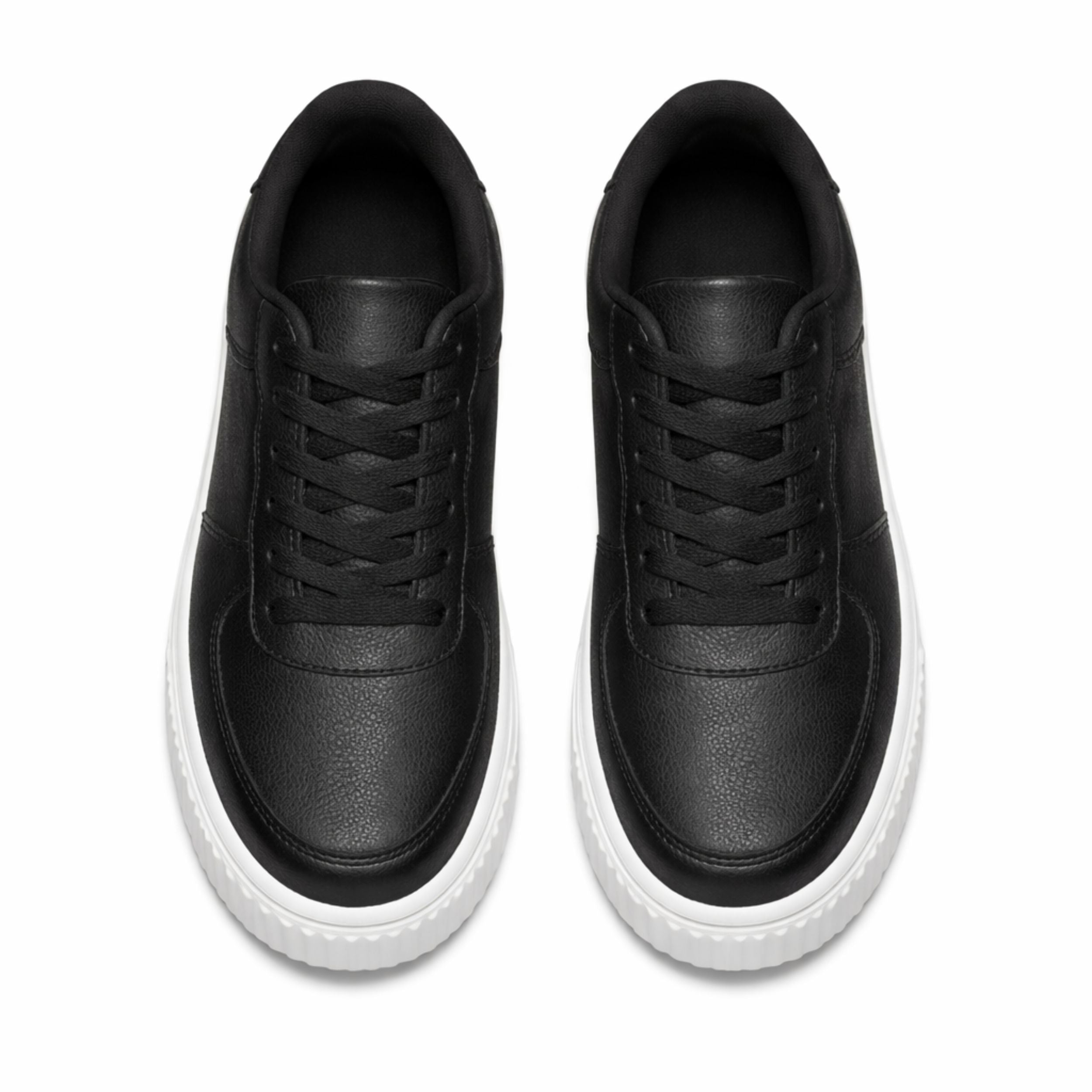 Leather Platform Sneakers with Chunky Sole and Lace-Up Front