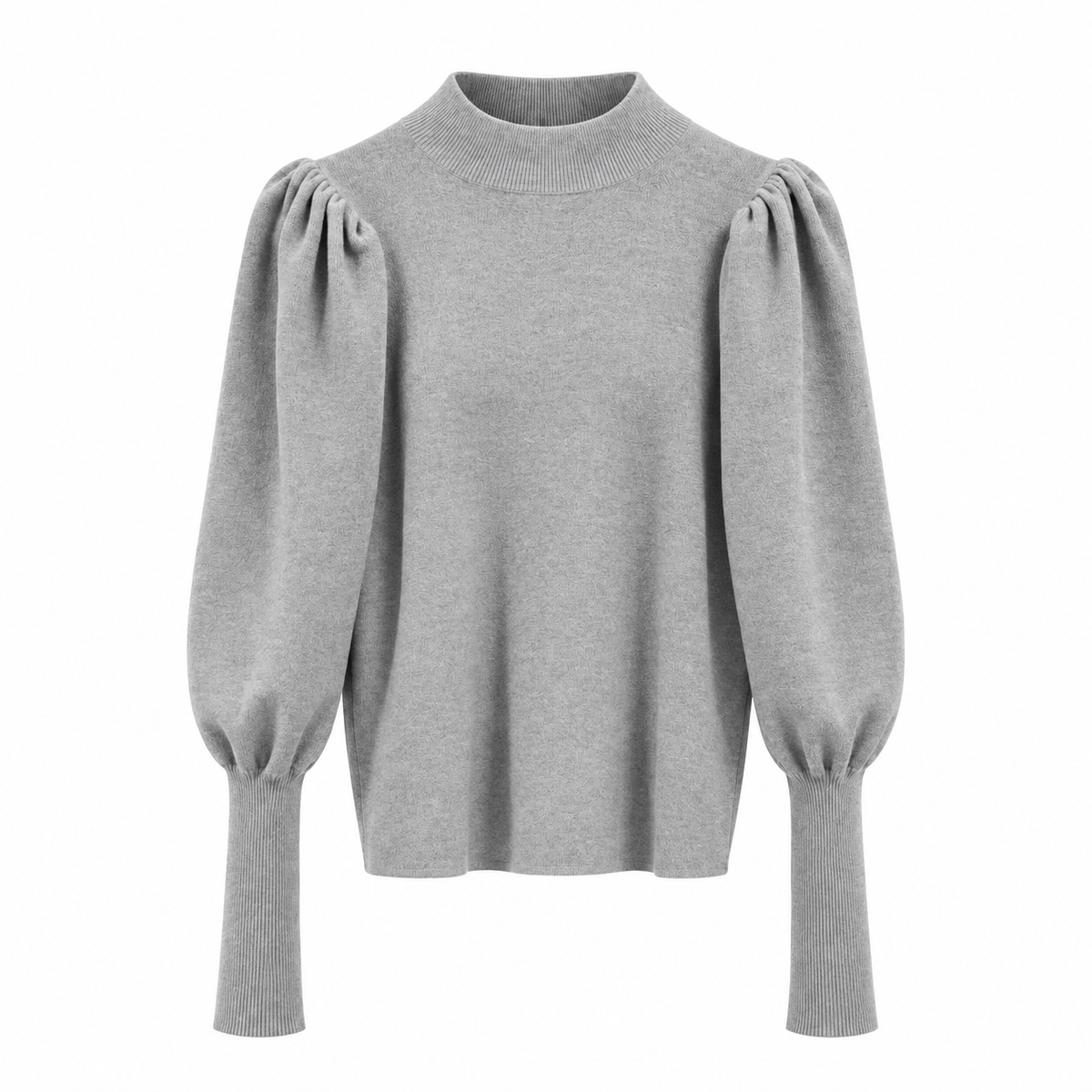 Women's High Neck Jumper with Puff Sleeves