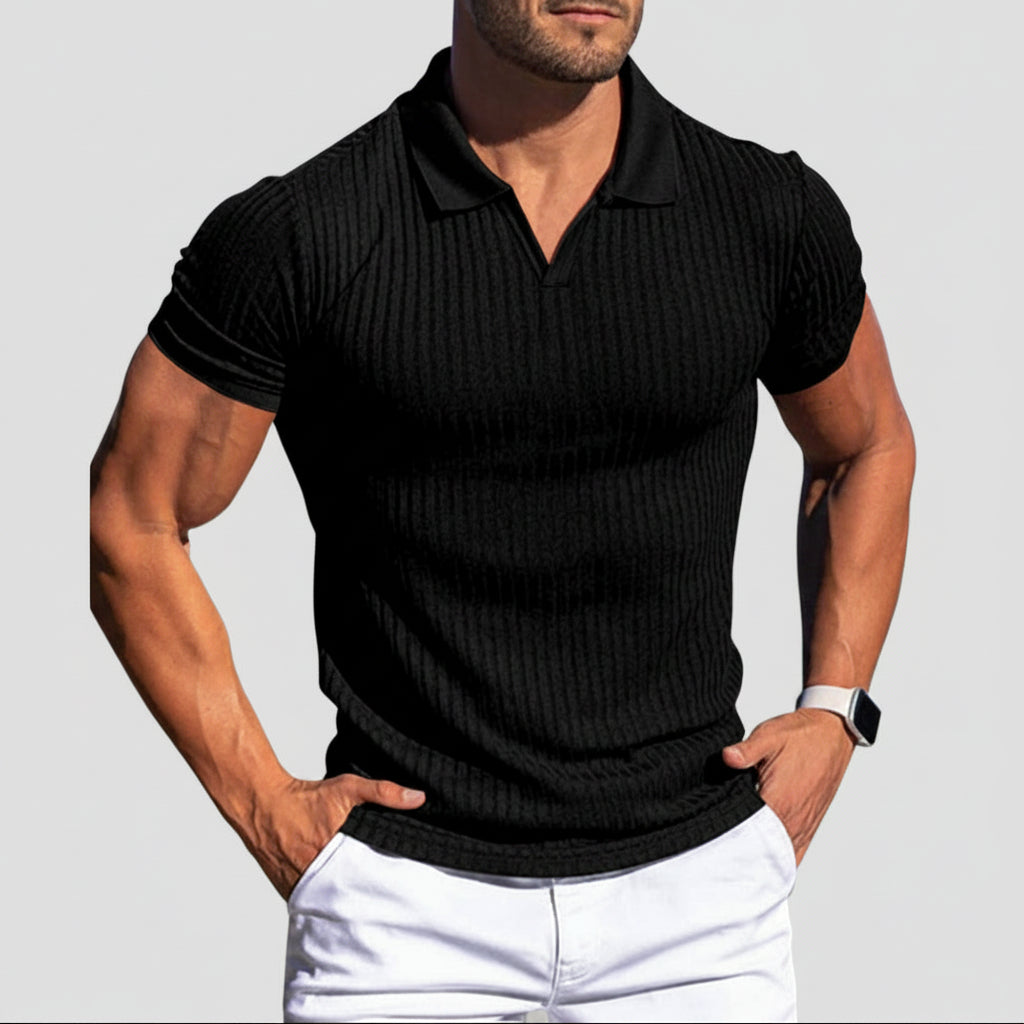 Polo texturé pour homme | Haut en maille ajusté à manches courtes
