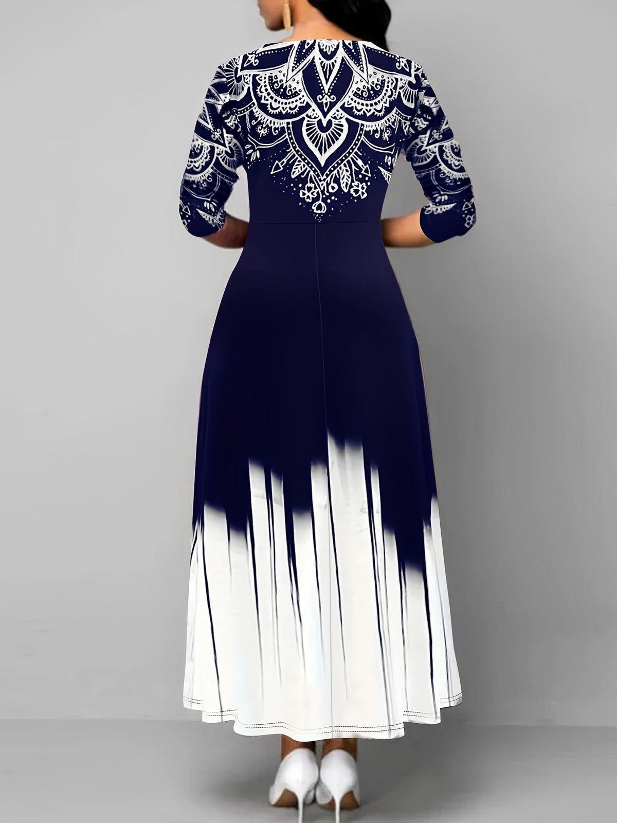 Robe midi de Noël pour femme à manches longues