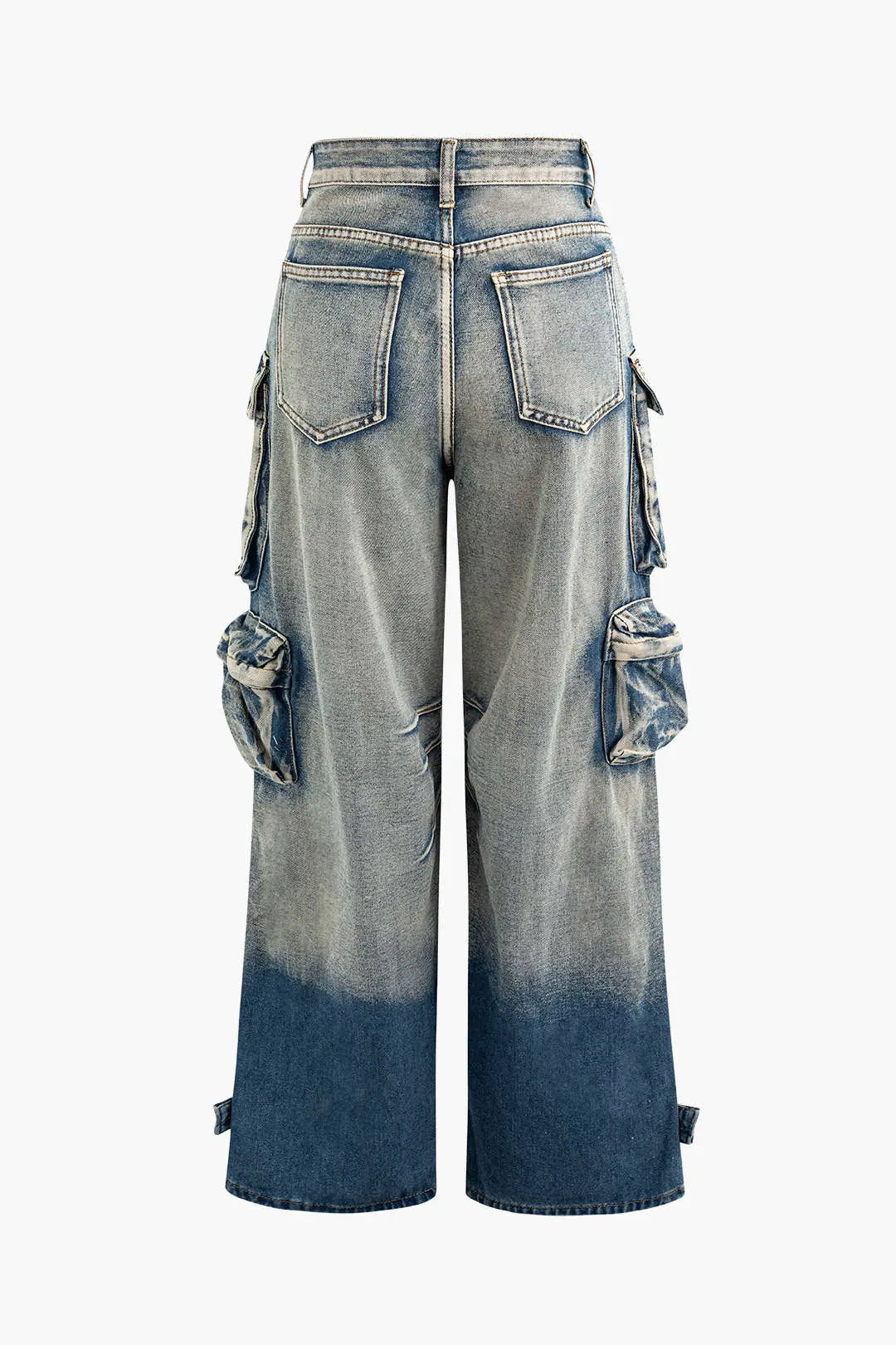 Wide-Leg Cargo Jeans with Multiple Pockets