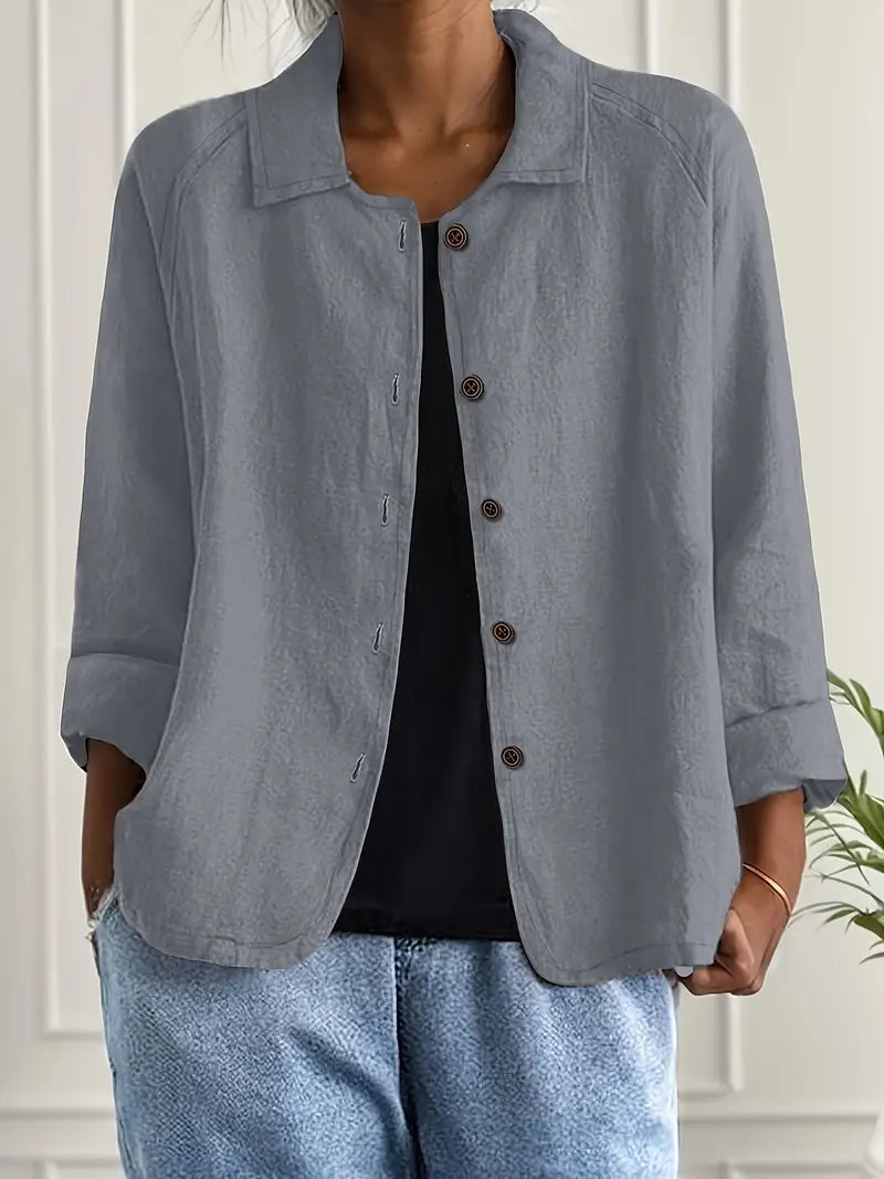 Veste décontractée pour femme à col et boutonnage sur le devant