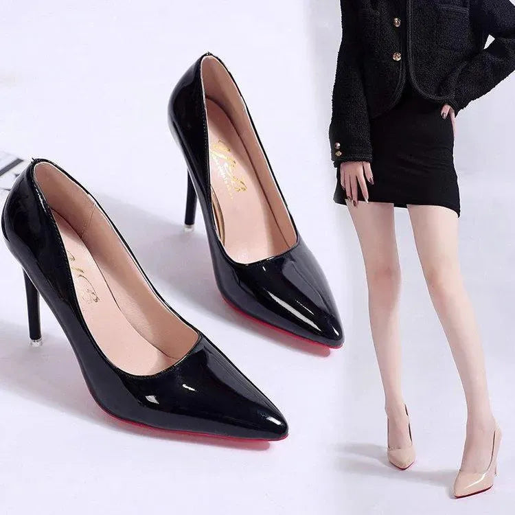 Patent Leather Stiletto Pumps with Pointed Toe