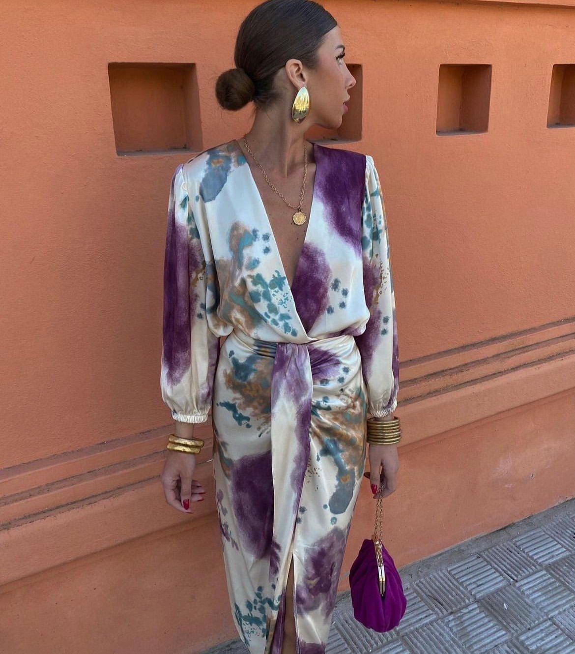 Women's Floral Print Wrap Midi Dress