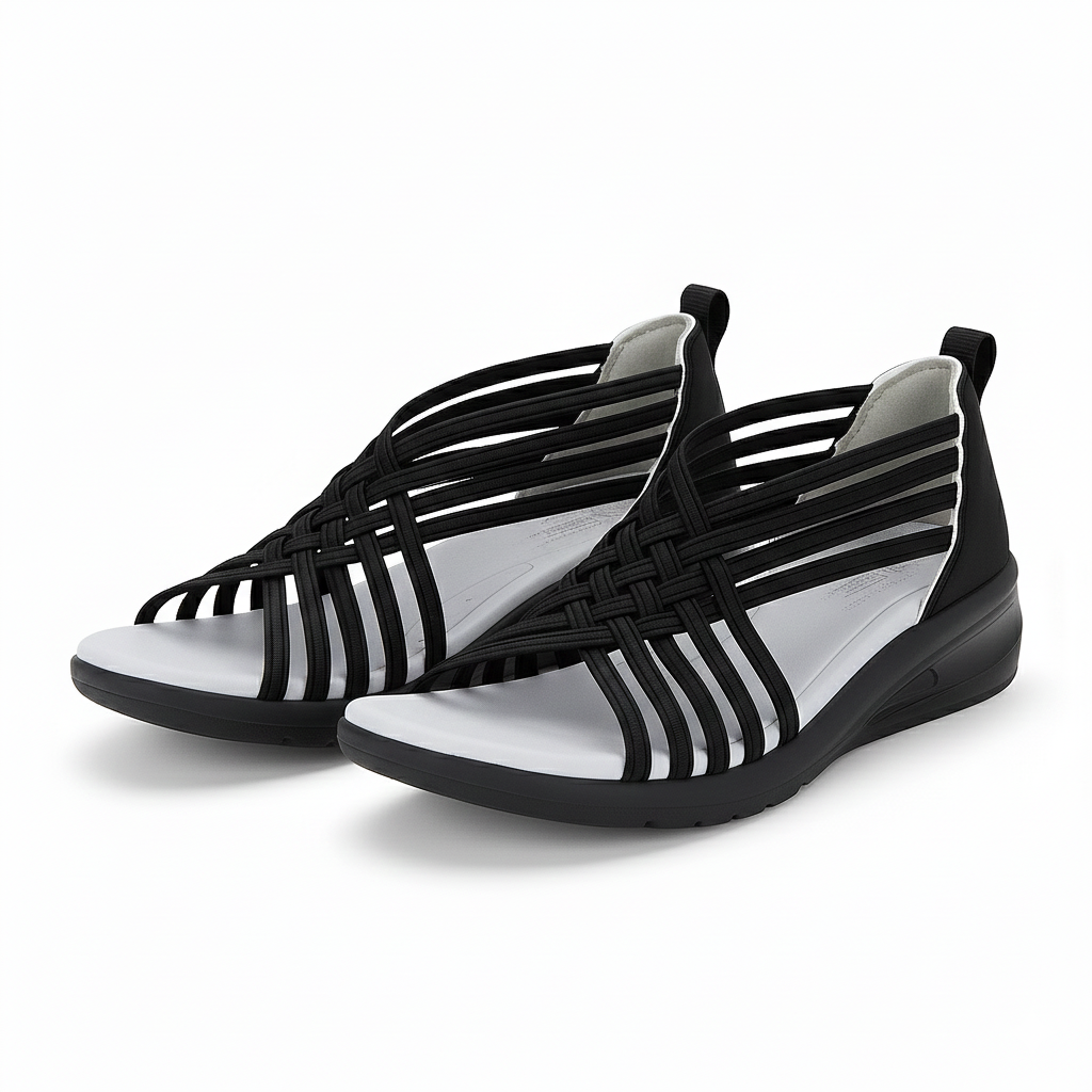 Women's Cushioned Strappy Wedge Sandals